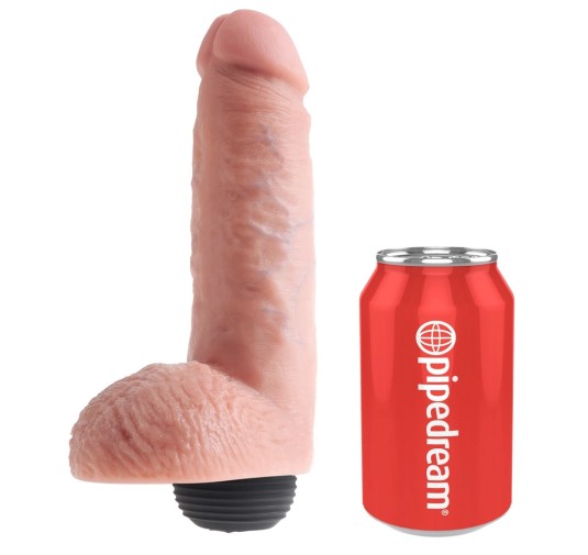 King Cock - Realistyczne Naturalne Dildo Z Wytryskiem 20 CM Jasny Kolor Skóry